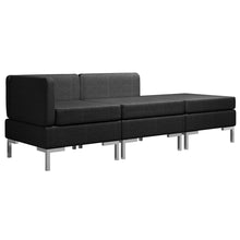 3-Delig Bankstel Stof Zwart Middenbank + hoekbank + Voetensteun