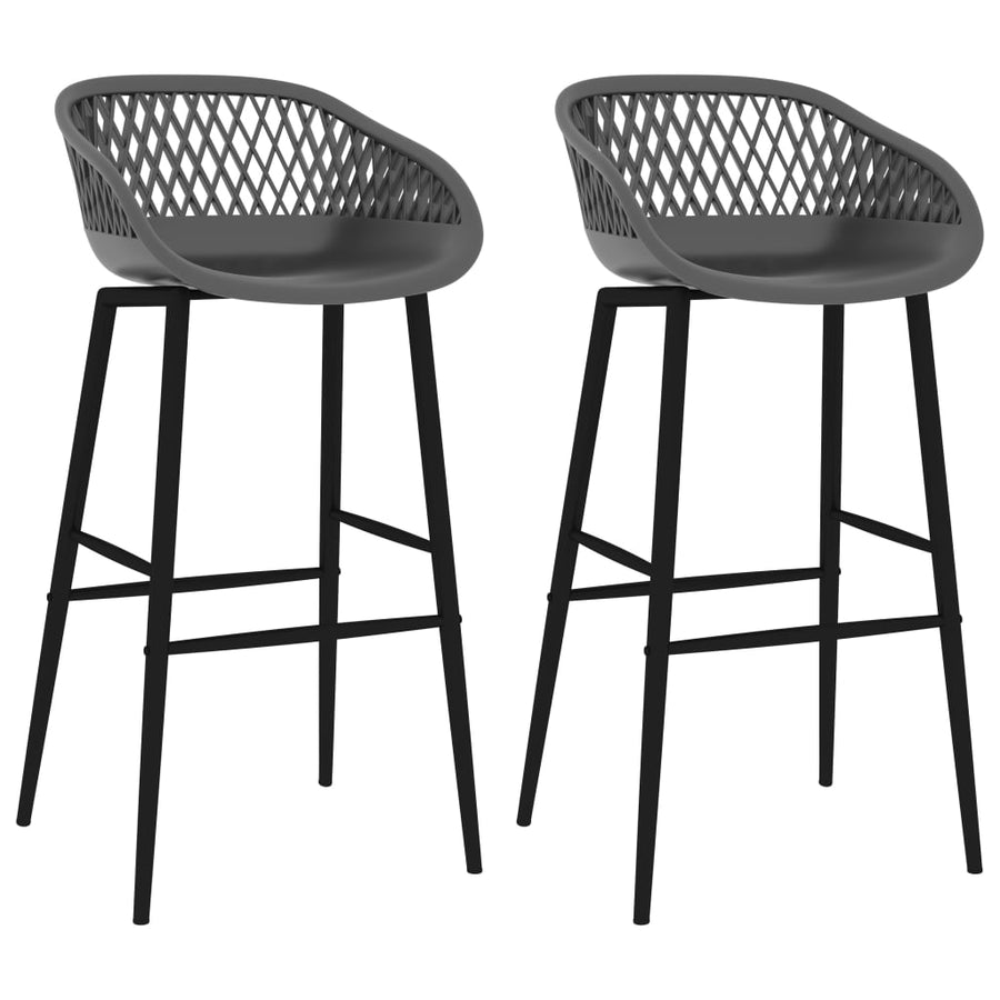 Barstoelen 2 Grijs en zwart
