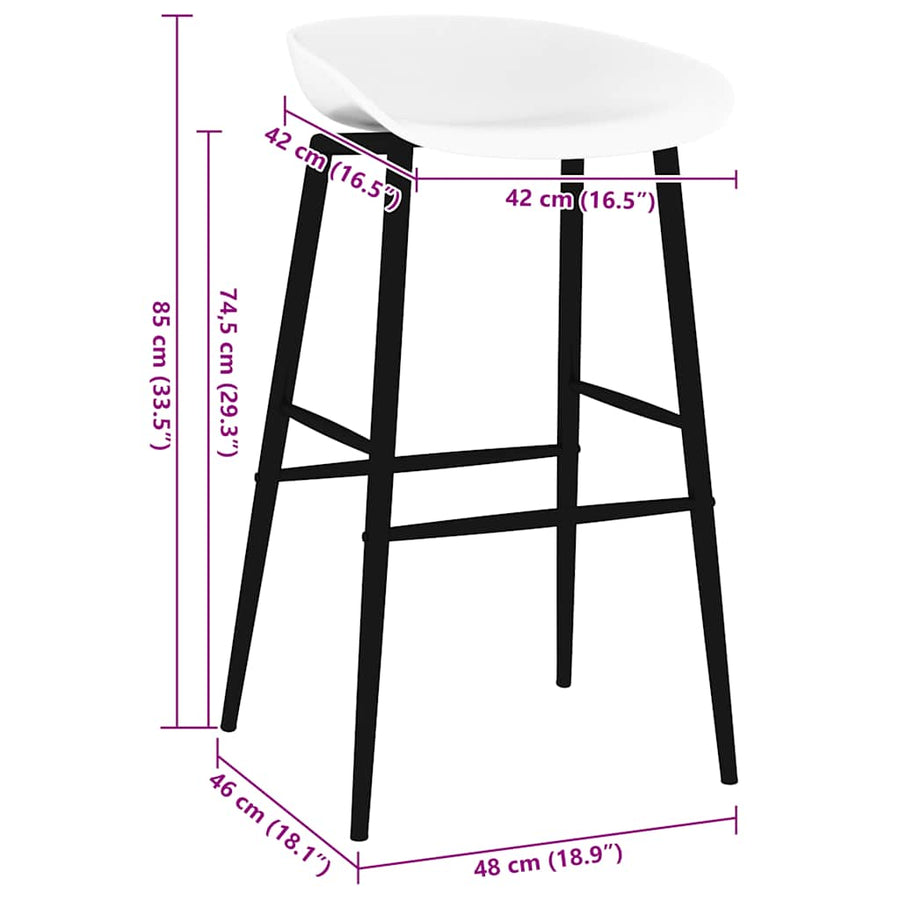 Barstoelen 2 Wit en zwart