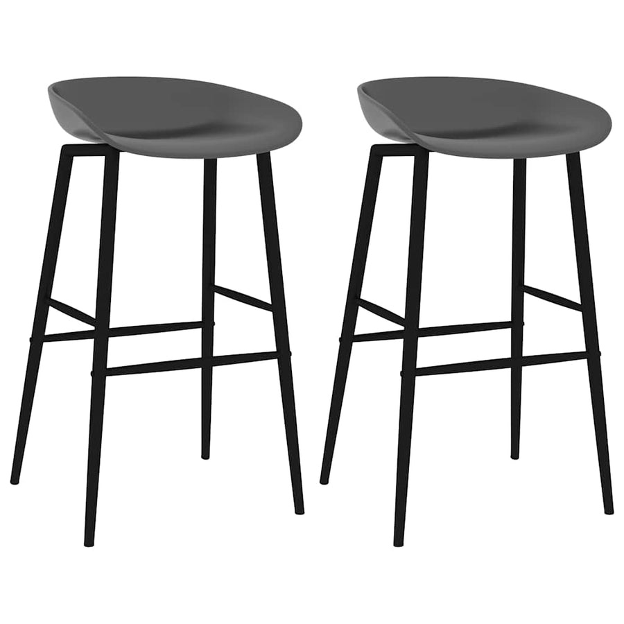 Barstoelen 2 Grijs en zwart