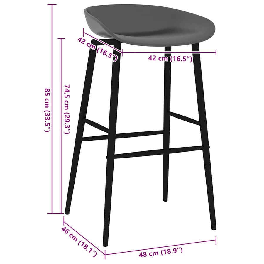 Barstoelen 2 Grijs en zwart