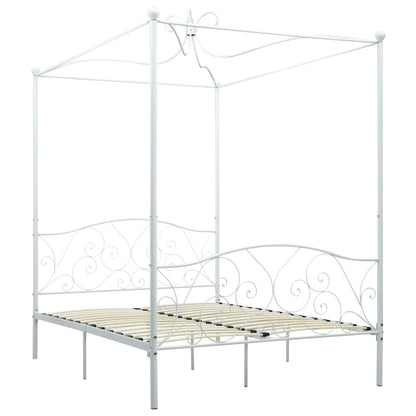 Hemelbedframe metaal wit 140x200 cm