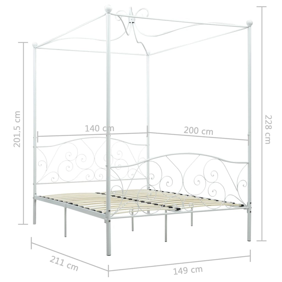 Hemelbedframe metaal wit 140x200 cm