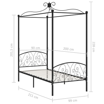 Hemelbedframe Metaal 90 x 200 cm