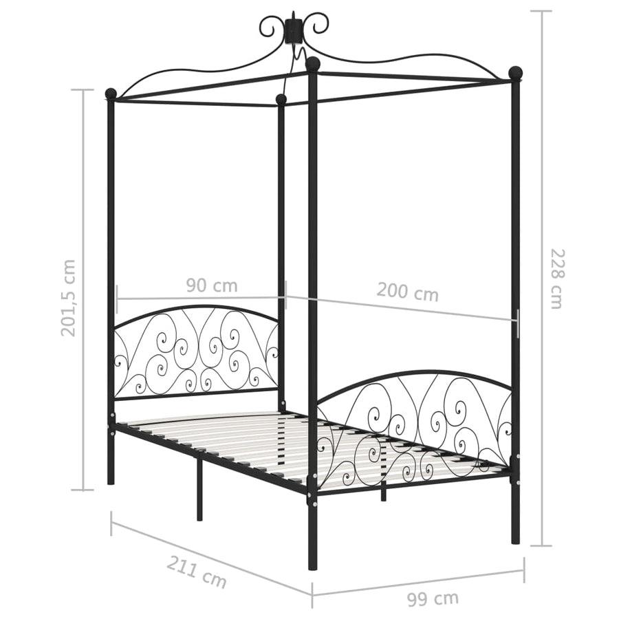 Hemelbedframe Metaal 90 x 200 cm
