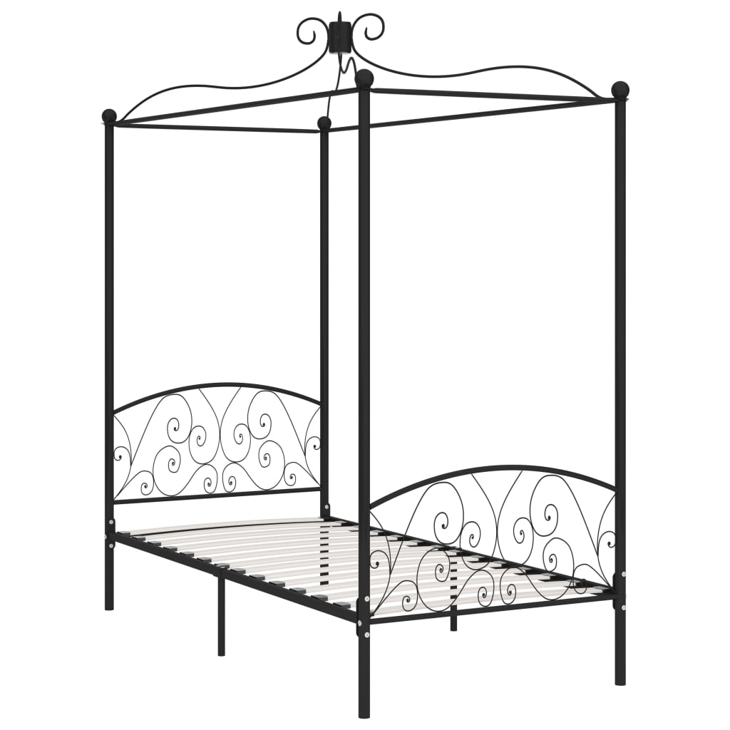 Hemelbedframe Metaal 100 x 200 cm Zwart