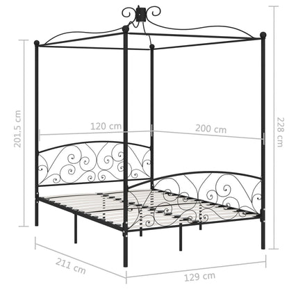 Hemelbedframe Metaal 120 x 200 cm Zwart