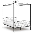 Canopy bed frame metal black 140x200 cm