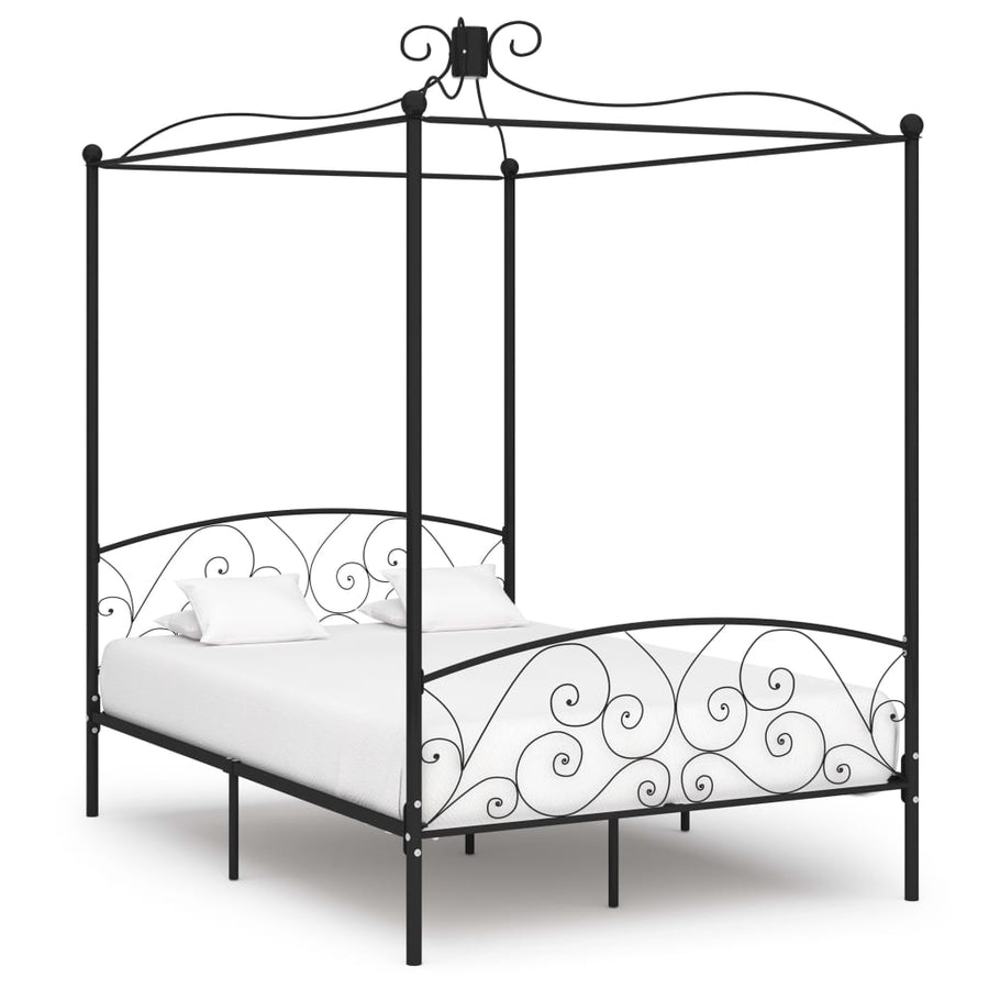 Hemelbedframe Metaal Zwart 140X200 Cm 140 x 200 cm