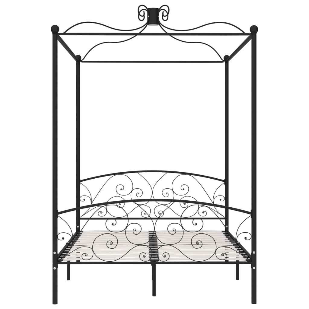 Hemelbedframe Metaal Zwart 140X200 Cm 140 x 200 cm