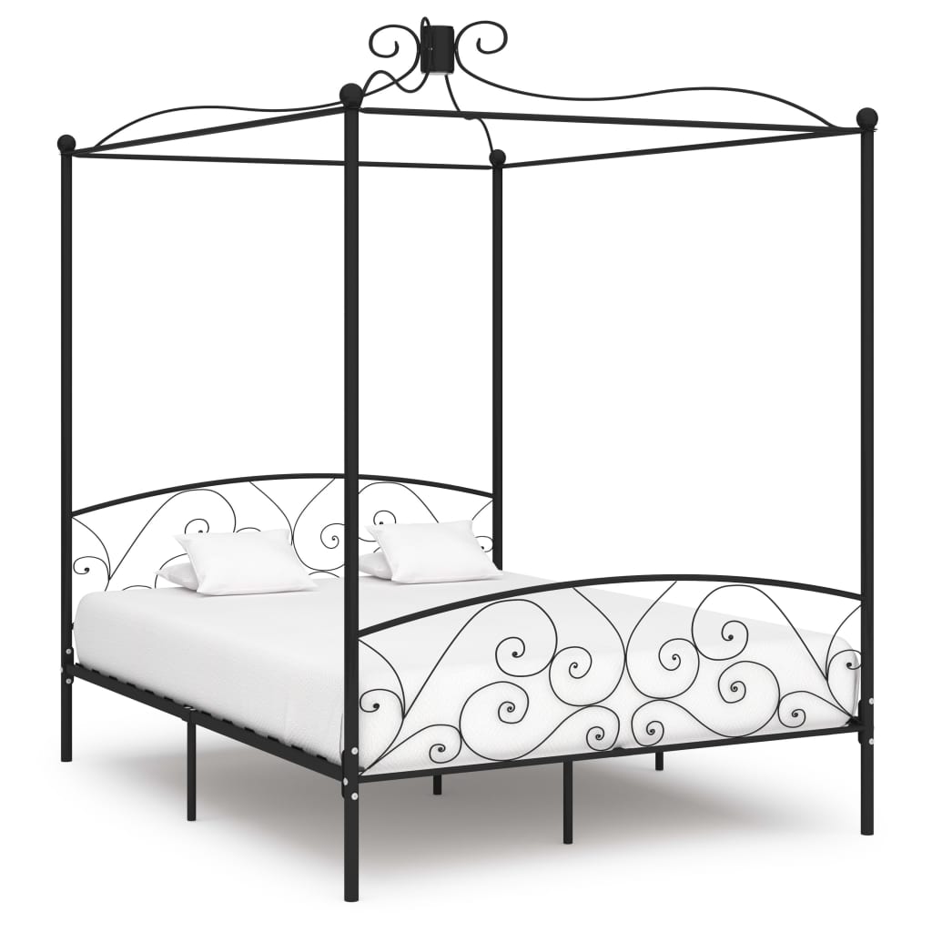 Hemelbedframe Metaal 160 x 200 cm Zwart