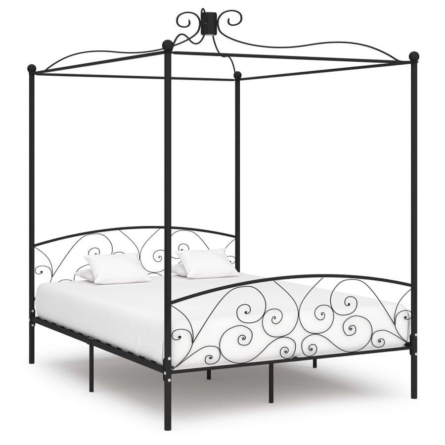Hemelbedframe Metaal 160 x 200 cm Zwart