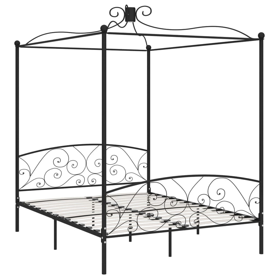 Hemelbedframe Metaal 160 x 200 cm Zwart