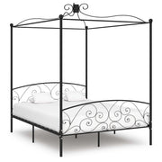 Four-poster bed frame metal black 180x200 cm