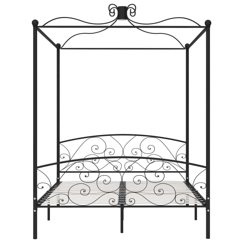 Hemelbedframe metaal zwart 180x200 cm