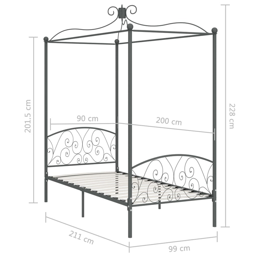 Hemelbedframe Metaal 90 x 200 cm