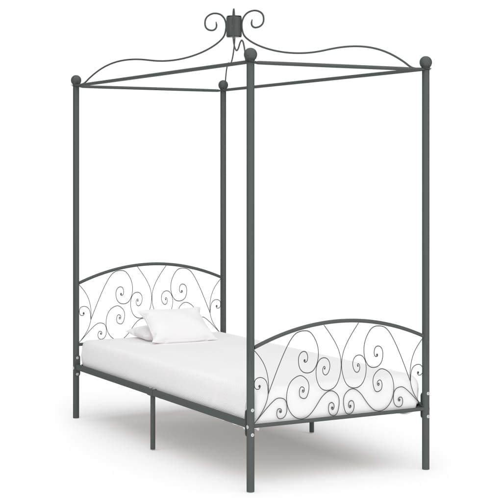 Hemelbedframe Metaal Grijs 100X200 Cm
