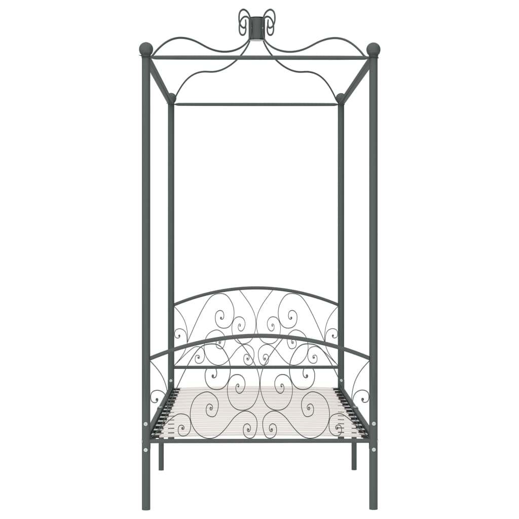 Hemelbedframe Metaal Grijs 100X200 Cm
