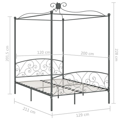 Hemelbedframe Metaal 120 x 200 cm Grijs