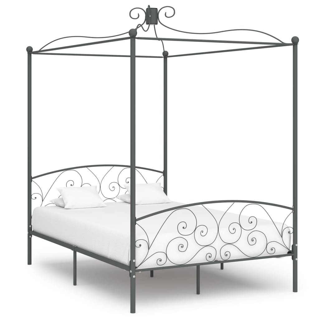 Hemelbedframe Metaal 140 x 200 cm Grijs