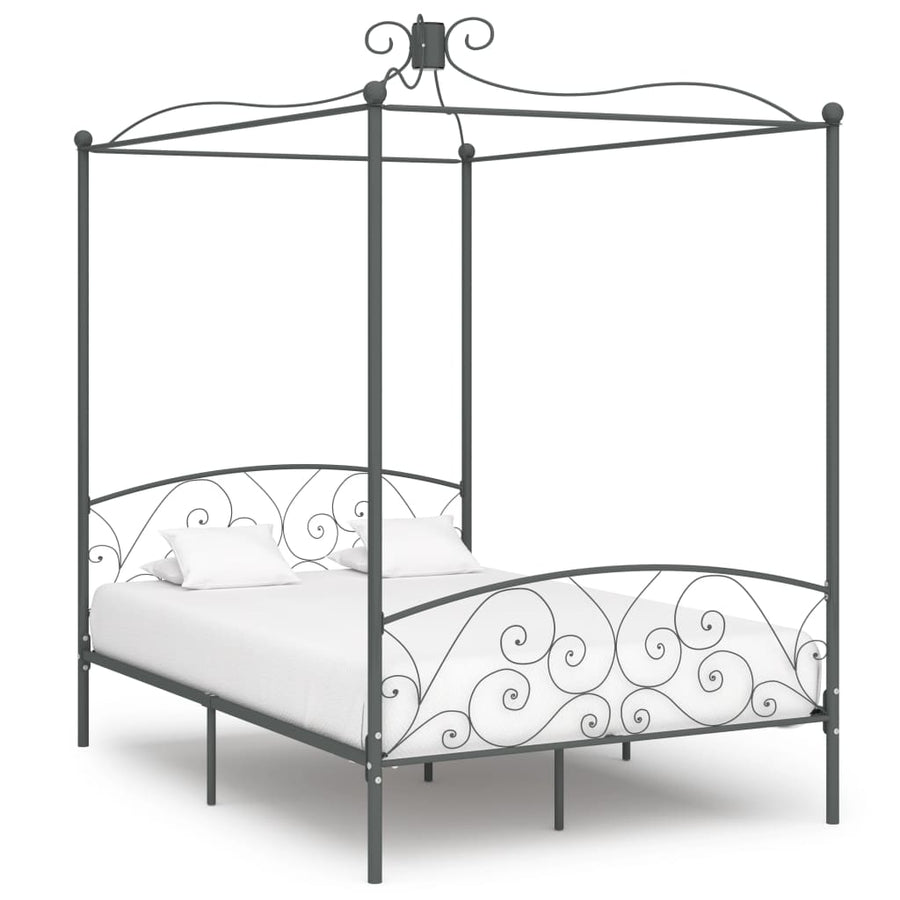 Hemelbedframe Metaal 140 x 200 cm Grijs