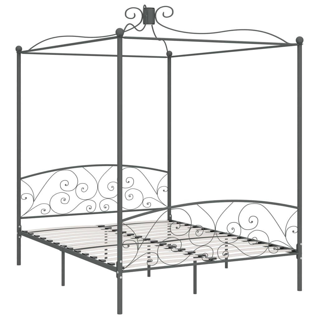 Hemelbedframe Metaal 160 x 200 cm Grijs
