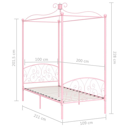 Hemelbedframe Metaal 100 x 200 cm Roze