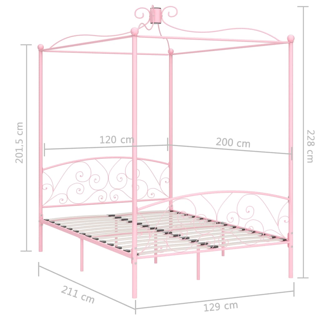 Hemelbedframe Metaal 120 x 200 cm Roze