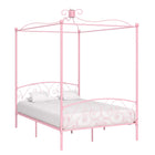 Canopy bed frame metal pink 140x200 cm