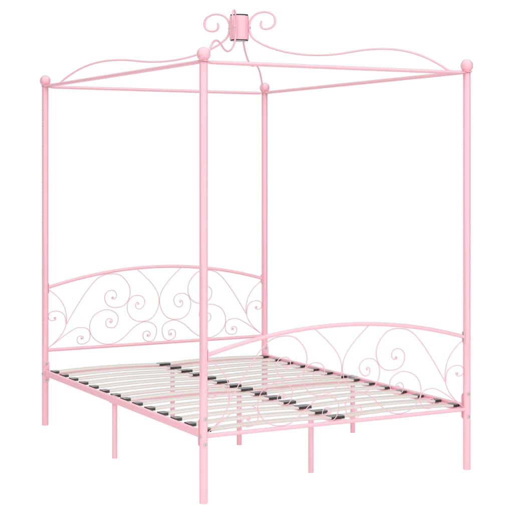 Hemelbedframe Metaal 140 x 200 cm Roze
