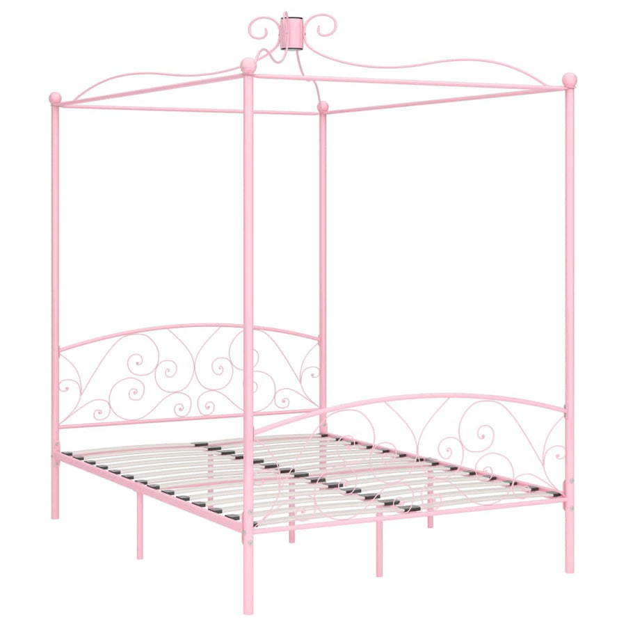 Hemelbedframe Metaal 140 x 200 cm Roze