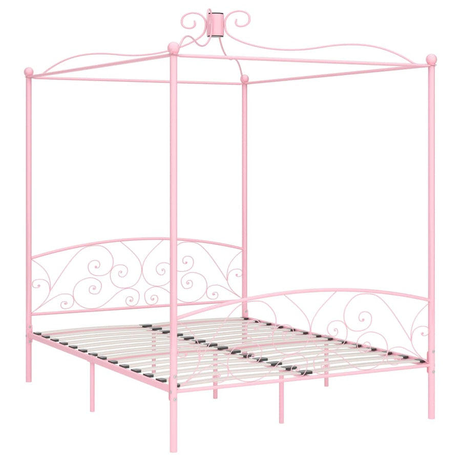 Hemelbedframe Metaal 160 x 200 cm Roze