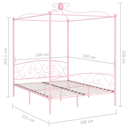 Hemelbedframe Metaal 160 x 200 cm Roze
