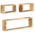 3-piece Cube Wall Shelf Set Solid Mango Wood