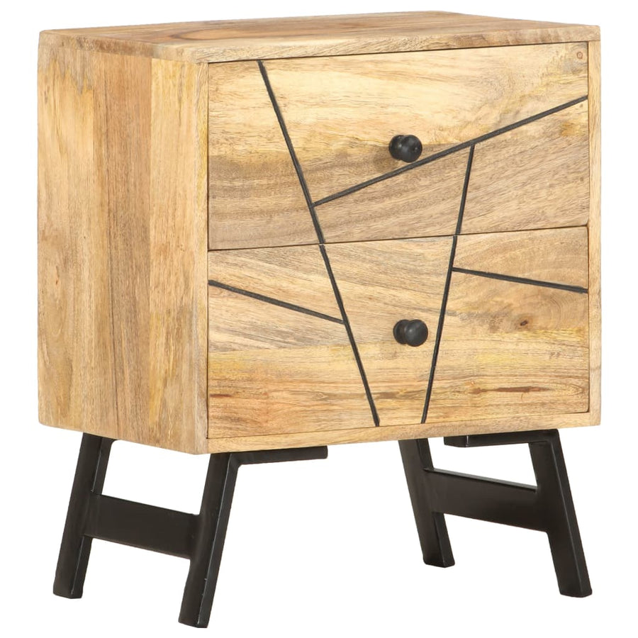 Nachtkastje 40X30X50 Cm Massief Mangohout Lichtbruin en zwart