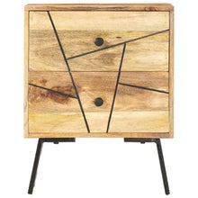 Nachtkastje 40X30X50 Cm Massief Mangohout Lichtbruin en zwart