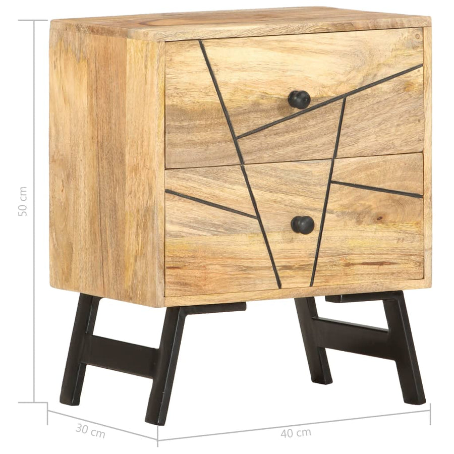 Nachtkastje 40X30X50 Cm Massief Mangohout Lichtbruin en zwart