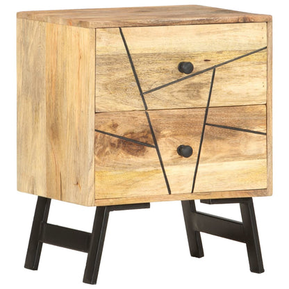 Nachtkastje 40X30X50 Cm Massief Mangohout Lichtbruin en zwart