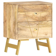 Nachtkastje 40X30X50 Cm Massief Mangohout light brown and brass