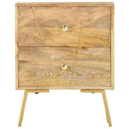 Nachtkastje 40X30X50 Cm Massief Mangohout light brown and brass