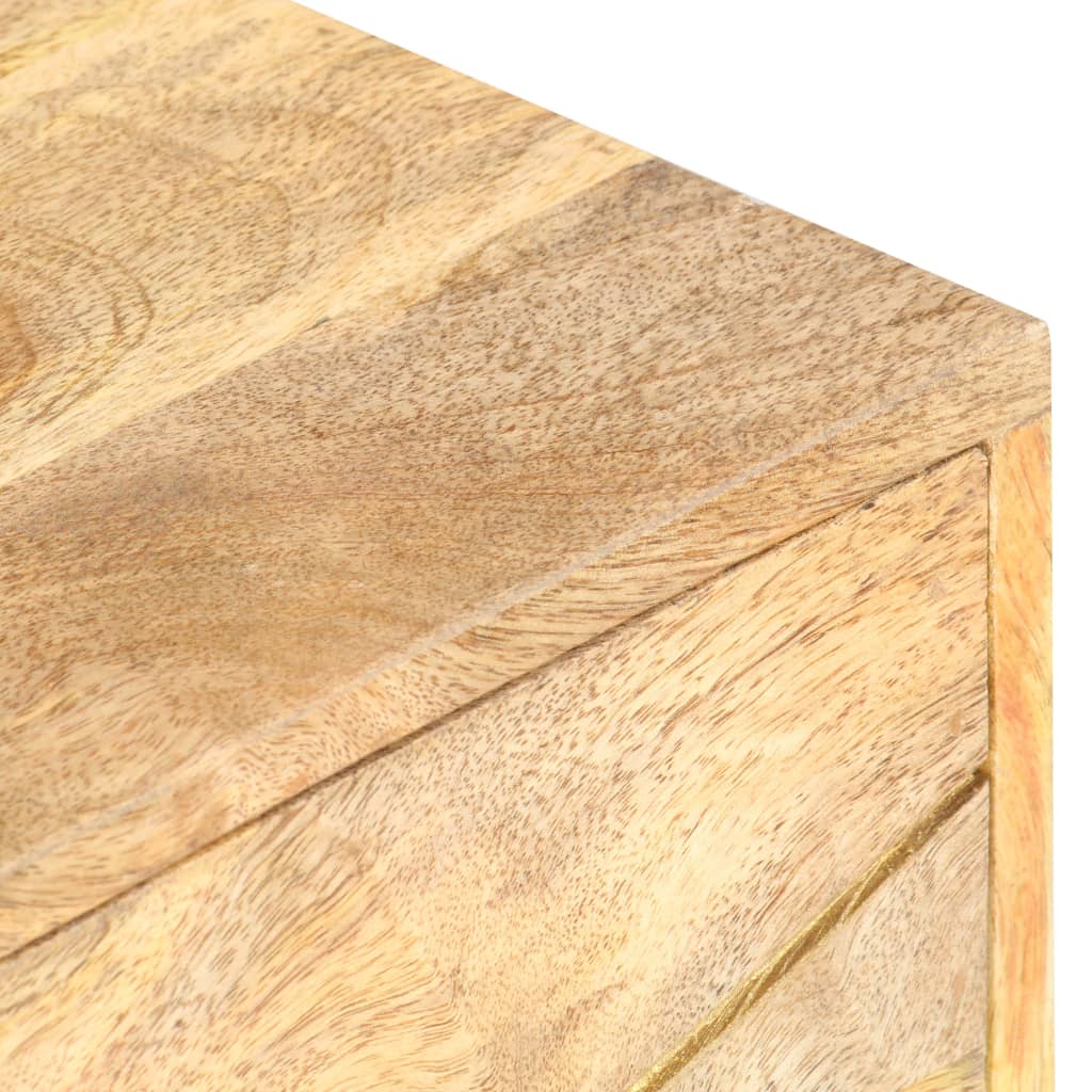 Nachtkastje 40X30X50 Cm Massief Mangohout light brown and brass