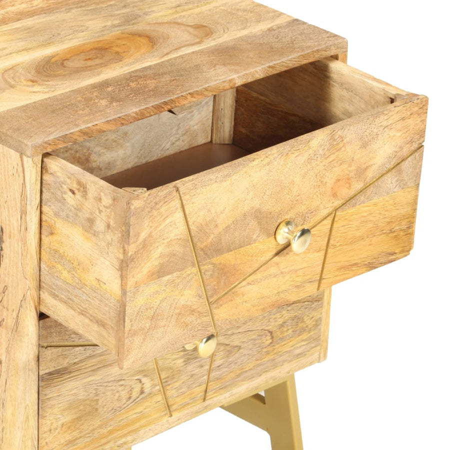 Nachtkastje 40X30X50 Cm Massief Mangohout light brown and brass
