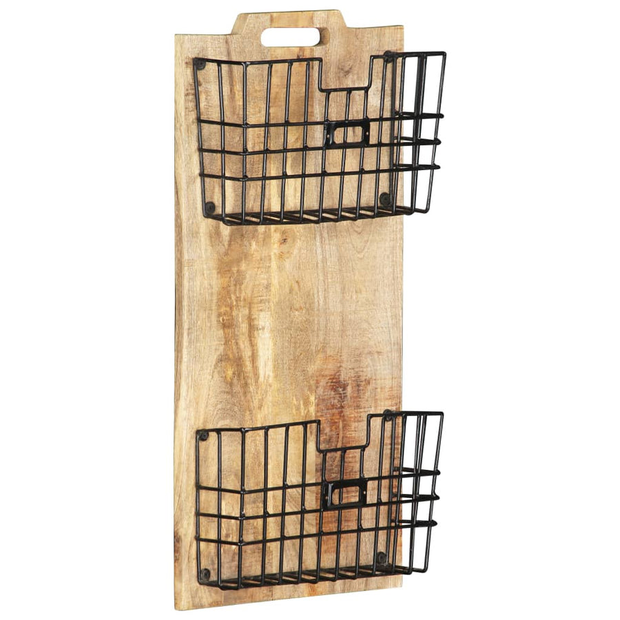 Tijdschriftenwandrek 33X10X67 Cm Massief Ruw Mangohout