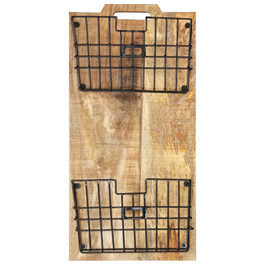 Tijdschriftenwandrek 33X10X67 Cm Massief Ruw Mangohout