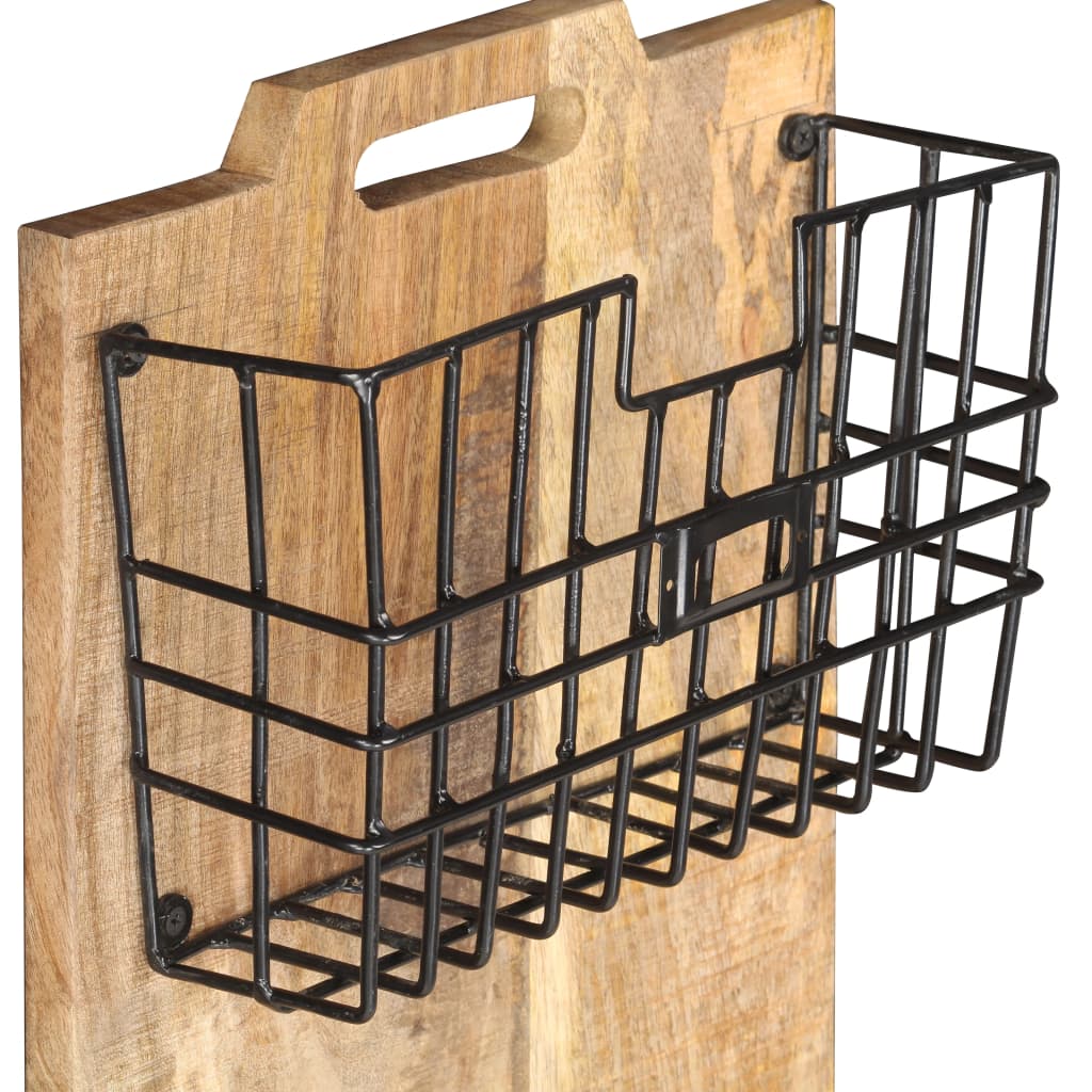 Tijdschriftenwandrek 33X10X67 Cm Massief Ruw Mangohout