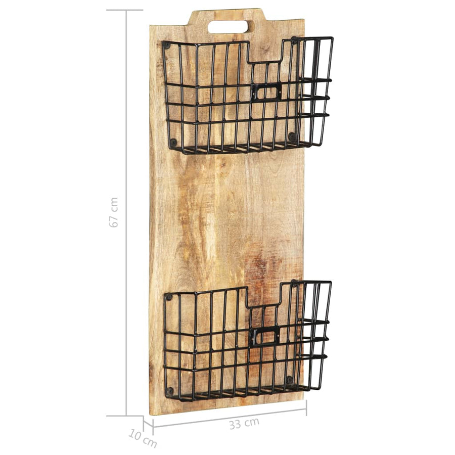 Tijdschriftenwandrek 33X10X67 Cm Massief Ruw Mangohout