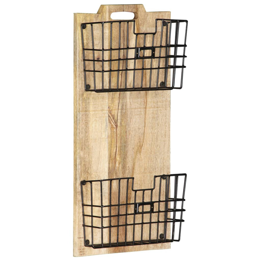 Tijdschriftenwandrek 33X10X67 Cm Massief Ruw Mangohout