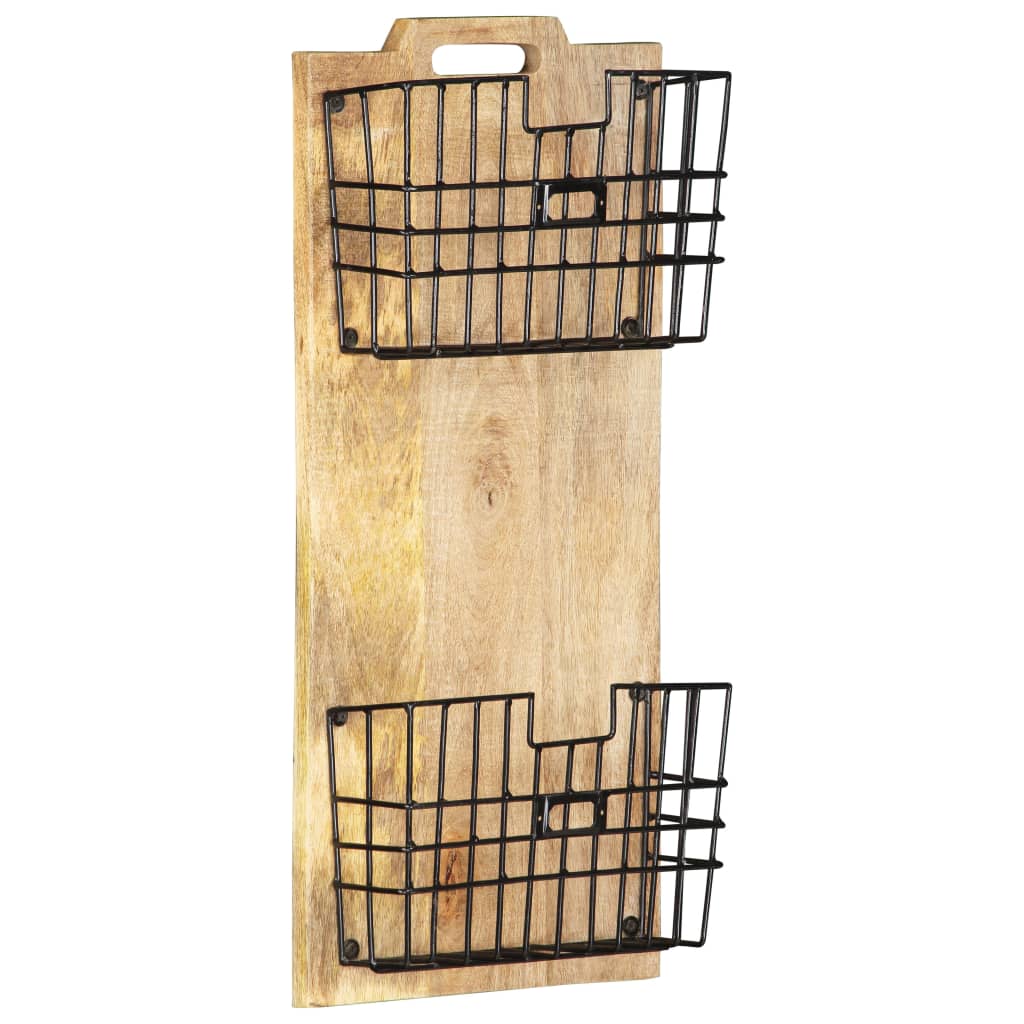 Tijdschriftenwandrek 33X10X67 Cm Massief Ruw Mangohout
