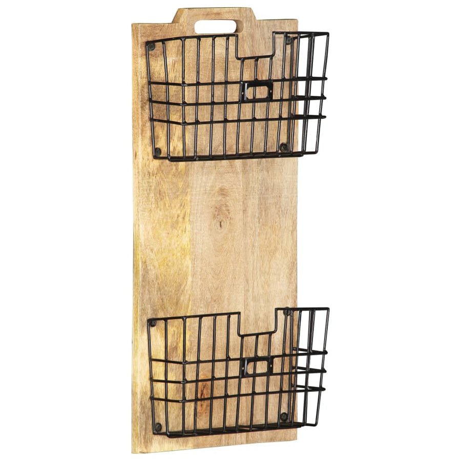 Tijdschriftenwandrek 33X10X67 Cm Massief Ruw Mangohout