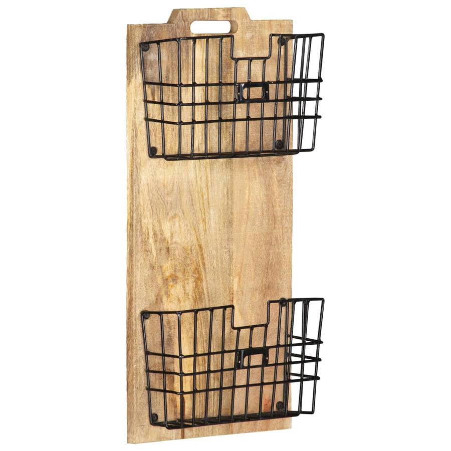 Tijdschriftenwandrek 33X10X67 Cm Massief Ruw Mangohout